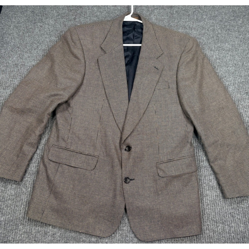 Bachrach Mens 42R Blazer Sport Coat Tan Navy Micro Pattern Two Button Canada